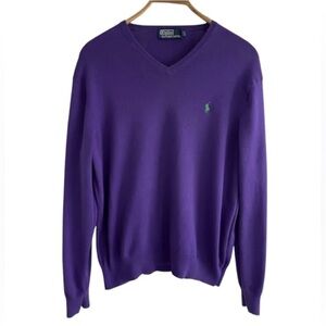 Ralph Lauren Polo Sweater Pima Cotton Vneck Golf Preppy Pullover